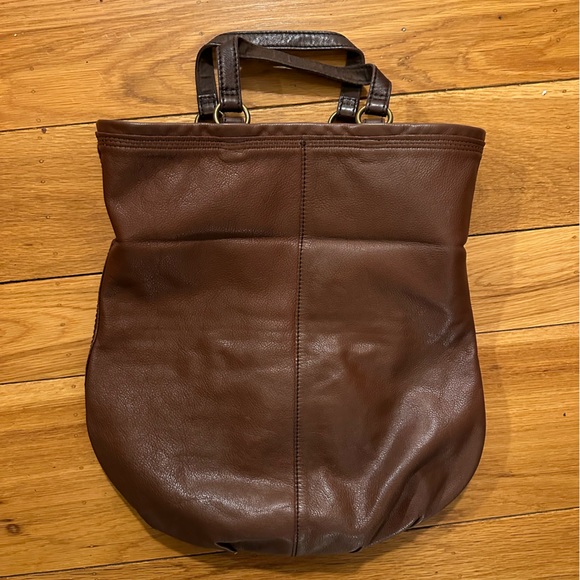 Brown Leather Lucky Brand fold over hobo bag - Picture 3 of 11